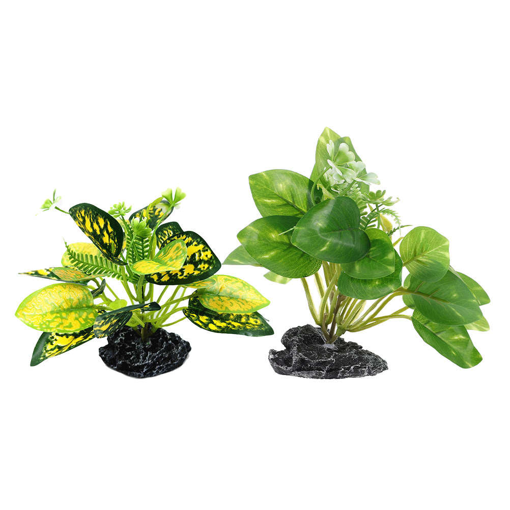 Aquarium Fish Low Maintenance - قطعتان من النباتات الاصطناعية لحوض السمك،