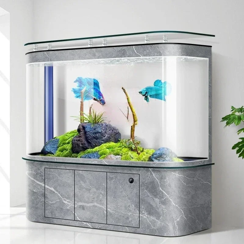 Aquarium Fishland - حوض سمك لغرفة المعيشة بتصميم قوسي،