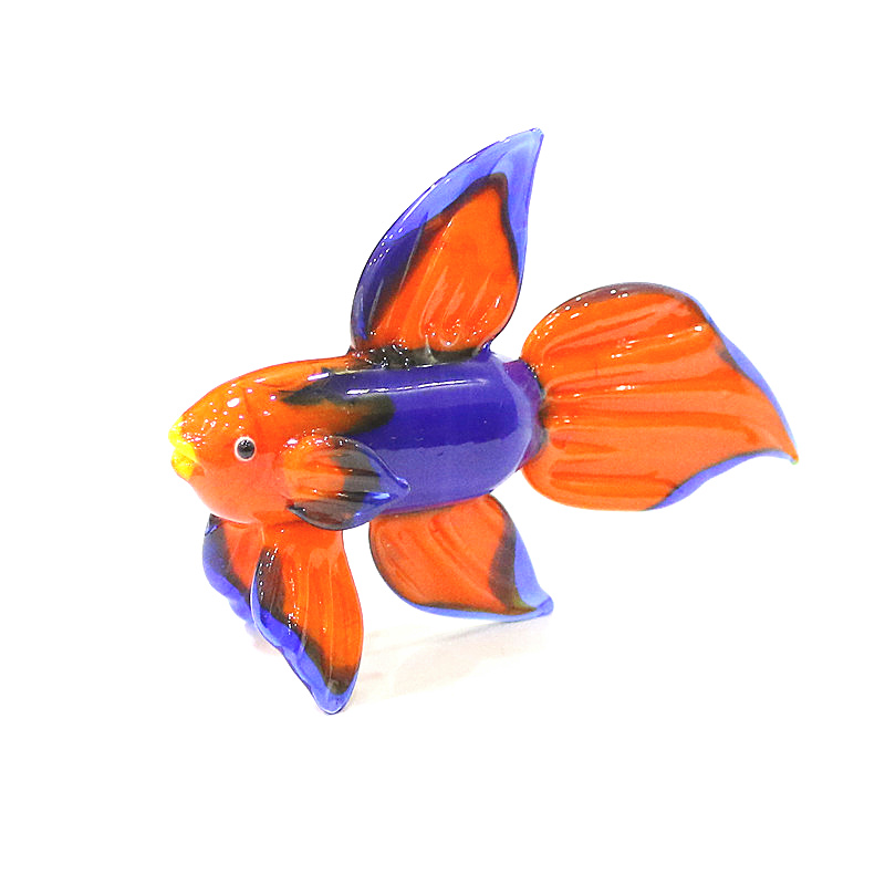Aquarium Fish Live - البرتقال زجاج مورانو الأسماك الاستوائية تمثال