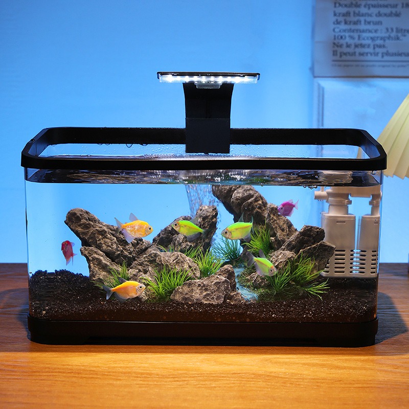 Fish Tank Filter Aquarium - حوض أسماك مكتبي مع فلتر دوران،