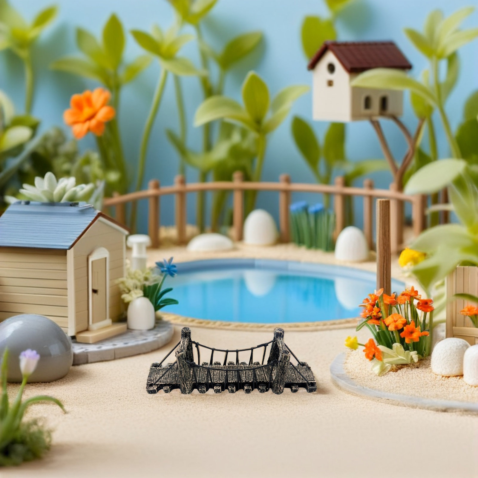 قطعتان من زينة الحديقة والمناظ - مراجعة Aquarium Fish Bridge وسعره